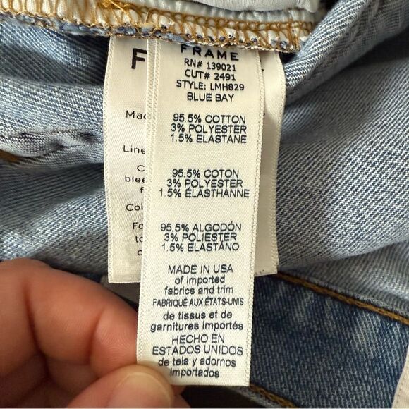 Frame L’Homme Slim Jeans Mens Sz 34 Blue Bay Distressed Straight Denim Stretch - Picture 9 of 13